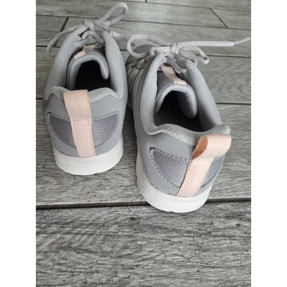 Vionic Radiant Womens 7 Gray Pink Walking Sneakers Orthotic Comfort Shoes NEW